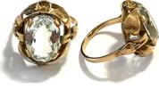 Alter Ring Aquamarin oval hellblau 585er Gold / 14 Karat Gr. 63 -
