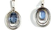 Anhänger Aquamarin oval + 835er Silber 3,8 cm -