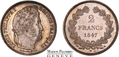 France 2 francs 1847 A Paris UNC