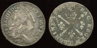 10 Sols aux insignes 1704 B France Ludwig XIV. (1643-1715 Rouen mint ss