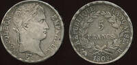 France 5 Francs 1808 Rouen Napol&eacute;on I. 1804-1814 vz 461.87 US$  +  86.60 US$ shipping