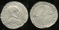 France 1/2 Franc au col plat Henry III of France, 1574-1589. -