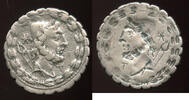 Roman Republic Denarius serratus L. Aurelius Cotta (105 BC.) Observe brockage -