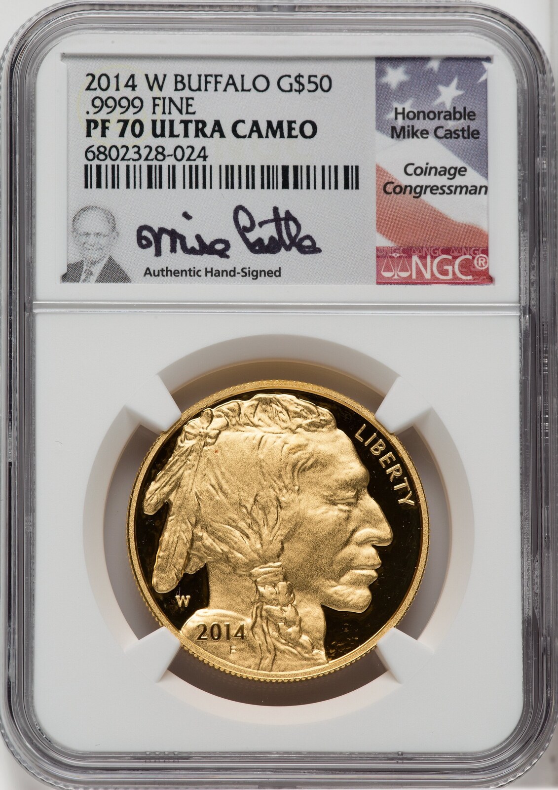 US 50 One Ounce Gold Buffalo 2014 W Gold Buffalos NGC MS70