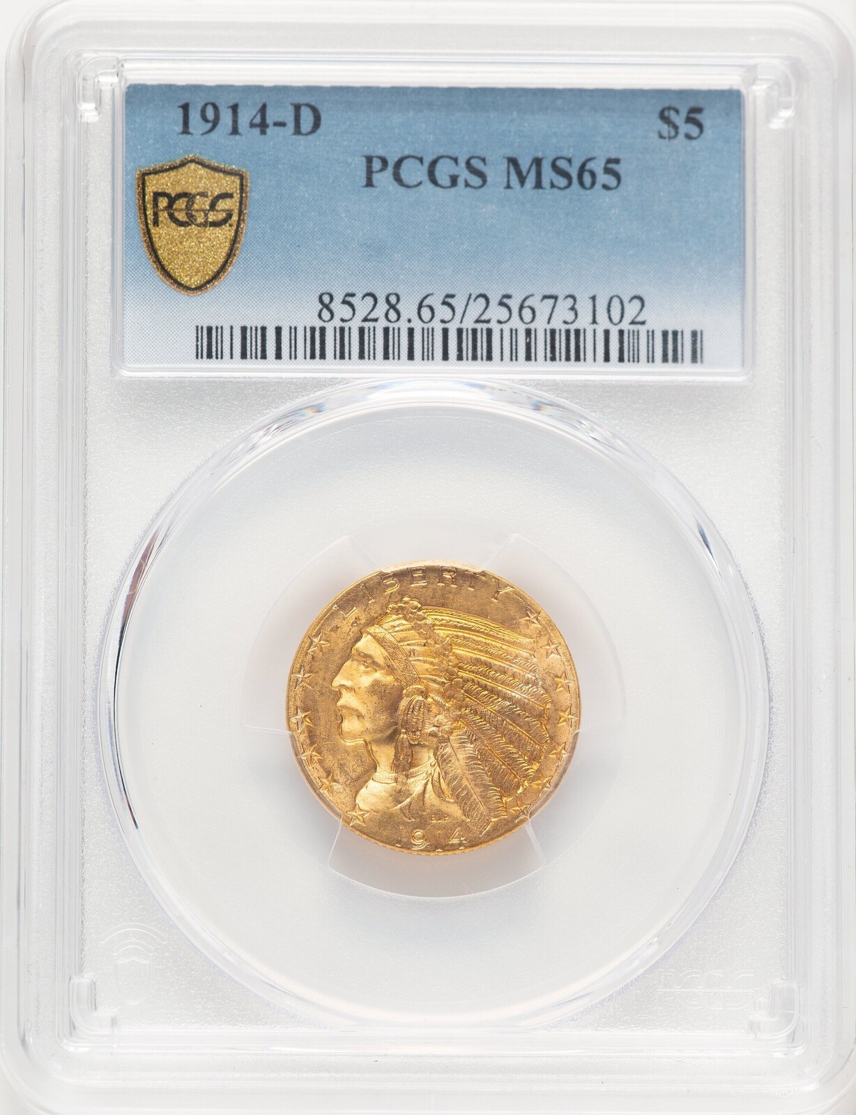 US $5 Secure 1914-D Indian $5 PCGS MS65 | MA-Shops