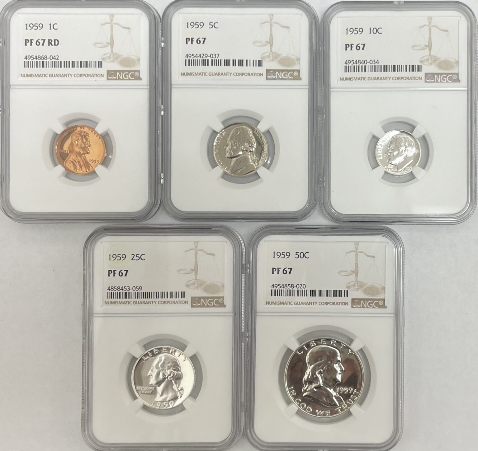 US 5pc Proof Set 1959 Proof Sets NGC PF67 MA Shops