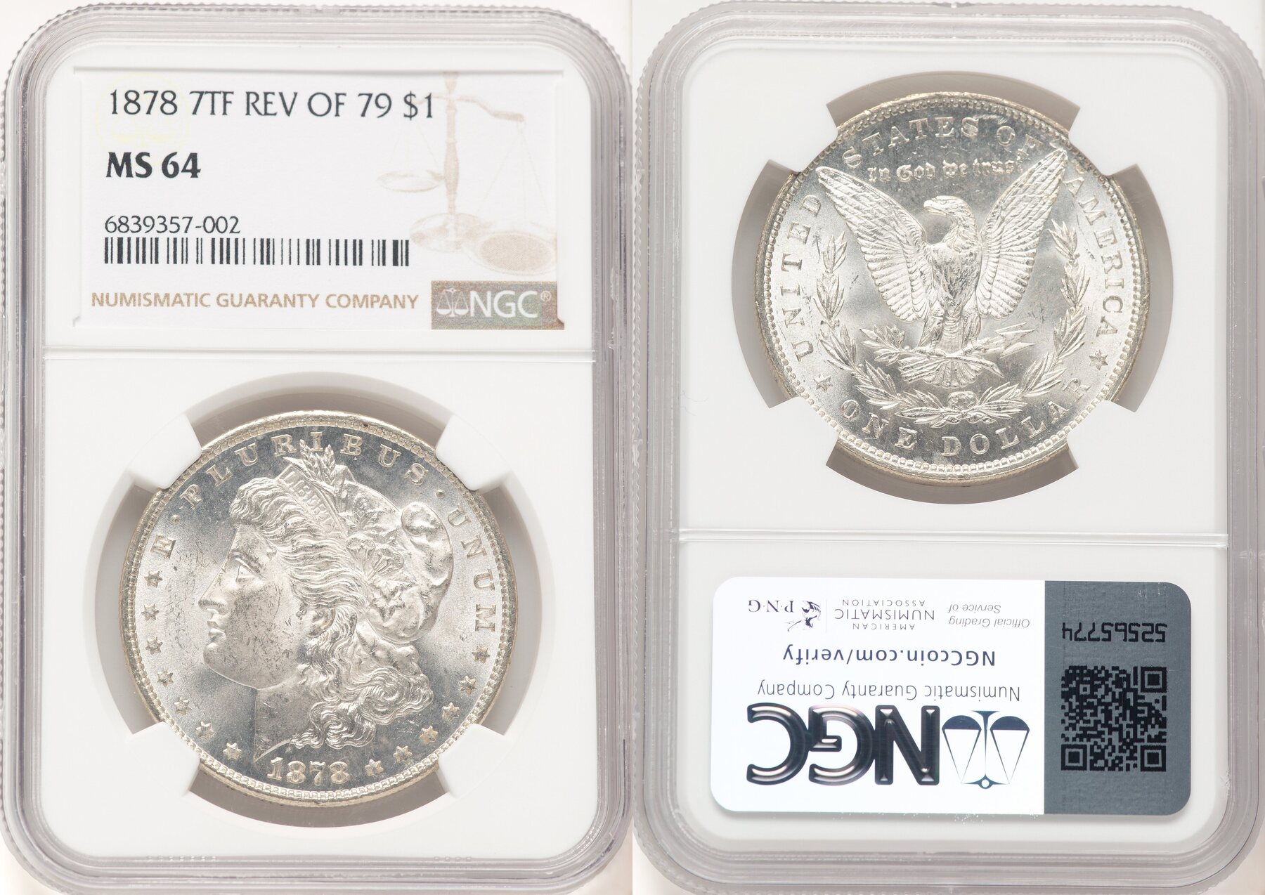 US S$1 Reverse of 1879 1878 7TF Morgan Dollar NGC MS64 | MA-Shops