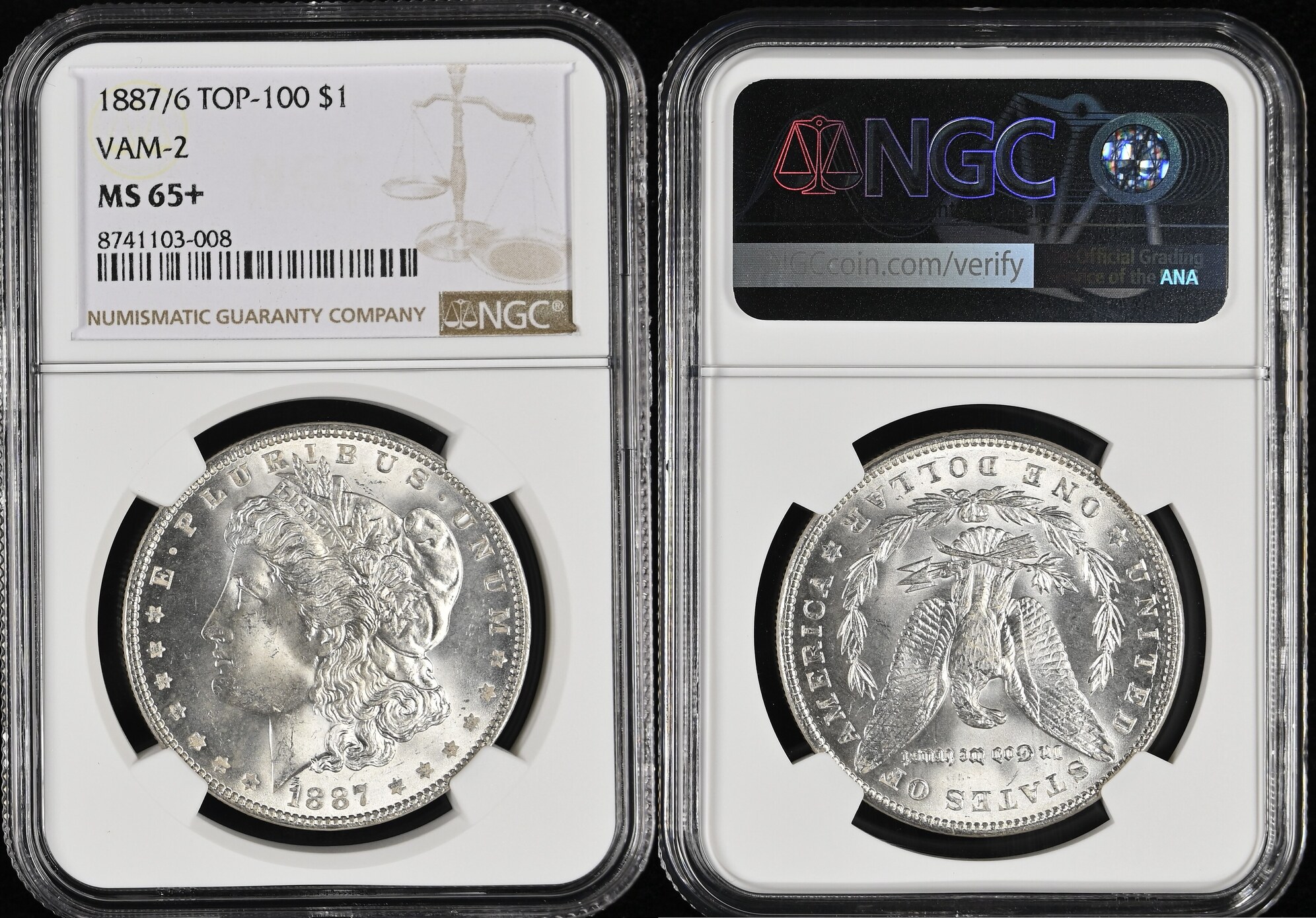 1 Dollar $1 VAM-2 NGC 1887/6 Morgan Dollar MS65 | MA-Shops