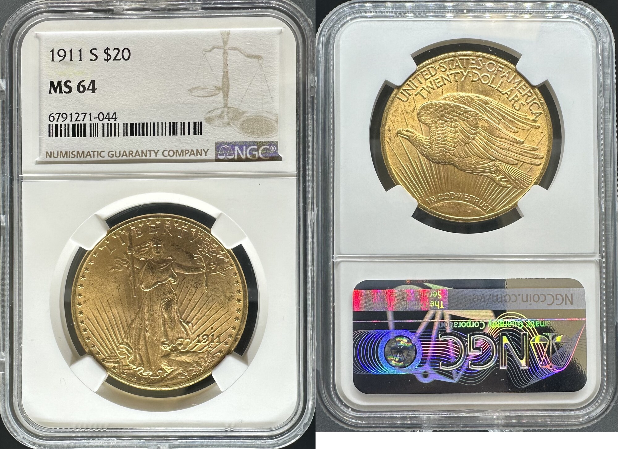 US $20 St Gaudens 1911-S St. Gaudens $20 NGC MS64 | MA-Shops