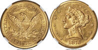 Goldmünzen 1876-CC Liberty Head $5 NGC AU58