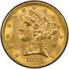 Goldmünzen $5 Liberty 1881/0 Liberty Head $5 PCGS MS63