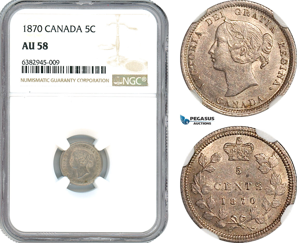 Canada 5 Cents 1870 NGC AU58