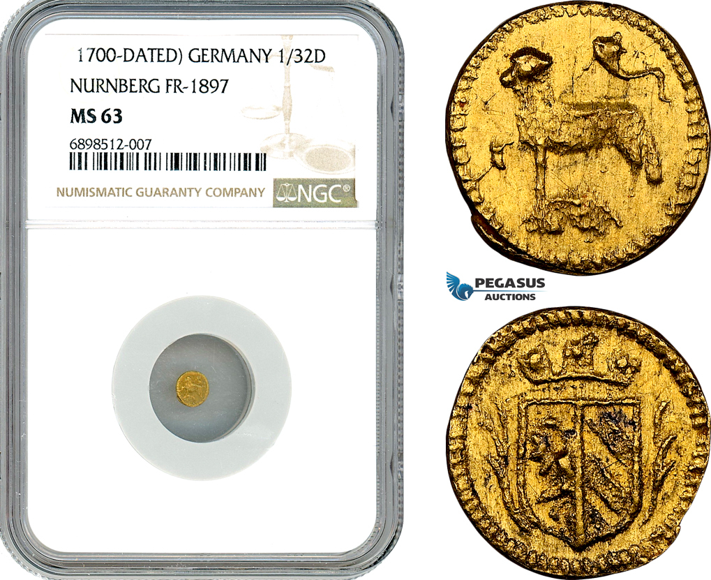 Germany, Nurnberg 1/32 Ducat 1700 NGC MS63 | MA-Shops