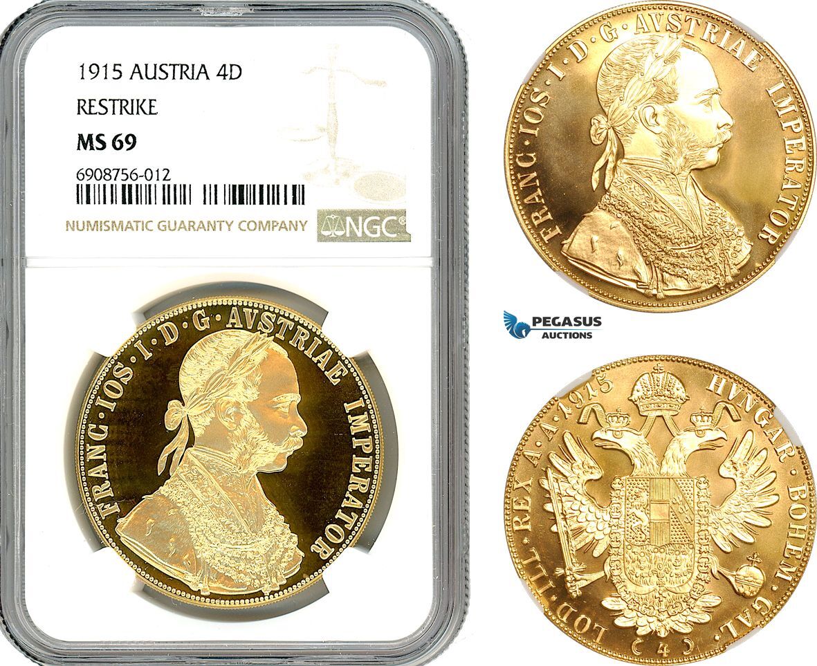 Austria Restrike 4 Ducats 1915 NGC MS69 | MA-Shops