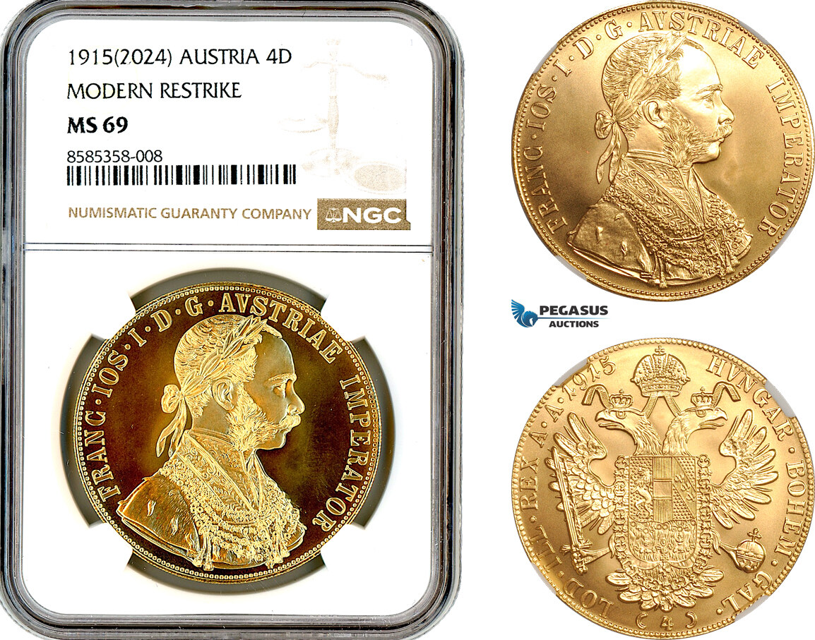 Austria Restrike 4 Ducats 1915 NGC MS69 | MA-Shops