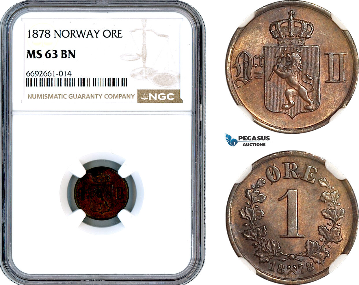 Norway 1 Øre 1878 NGC MS63BN | MA-Shops