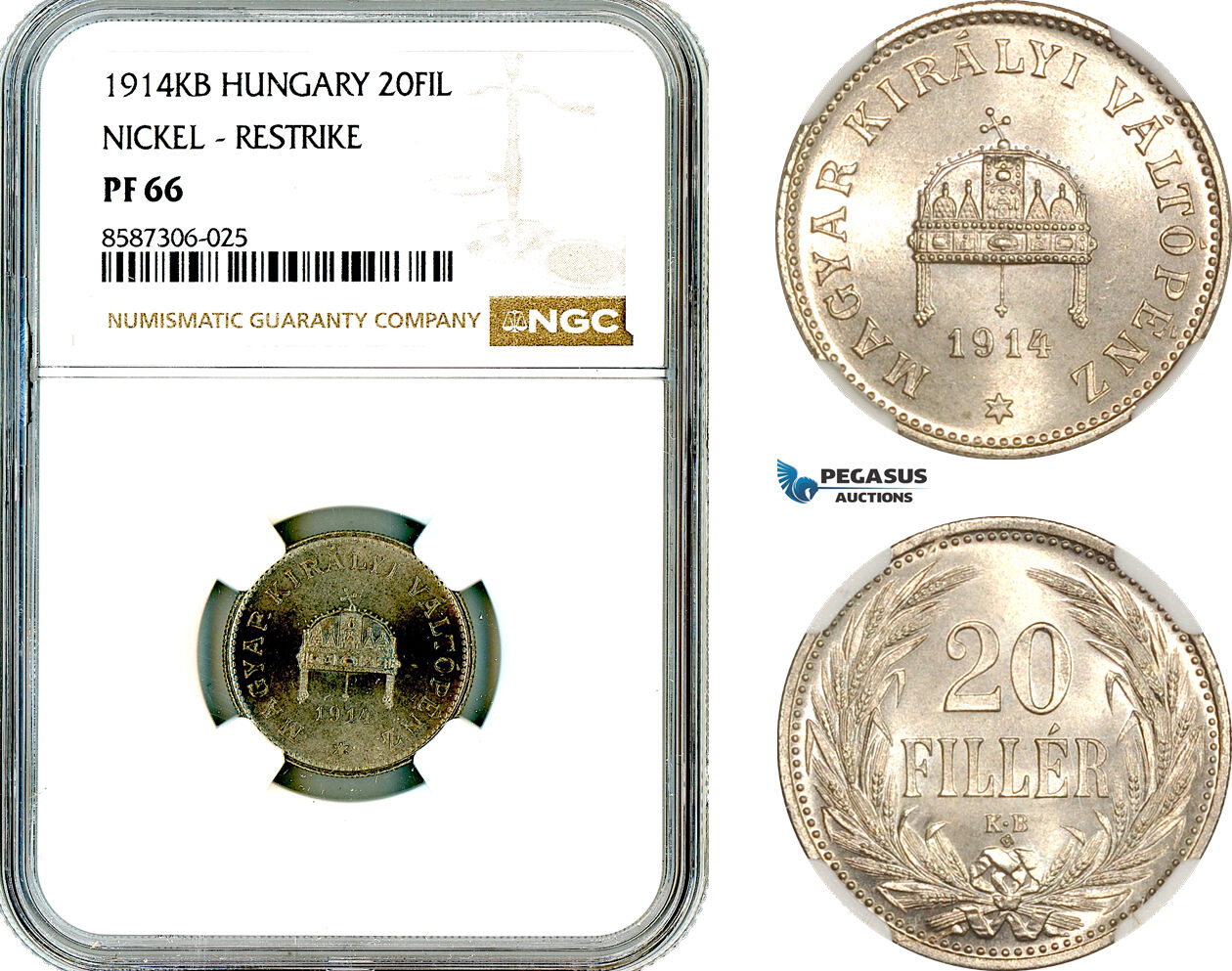 Hungary Restrike 20 Filler 1914 NGC PF66 | MA-Shops