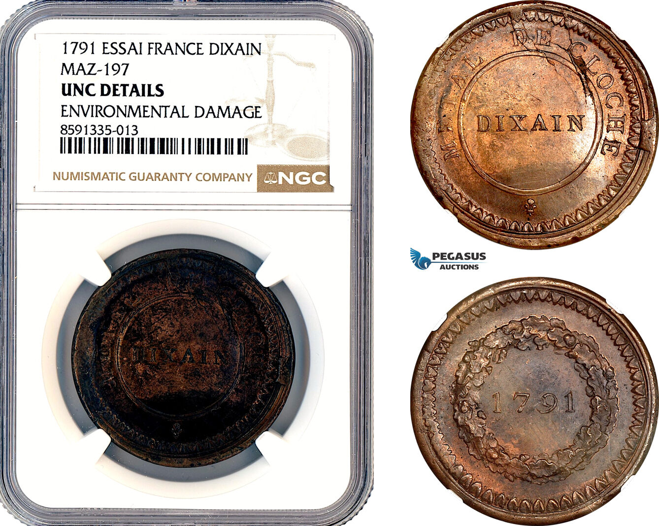 France Essai Dixain de Rochon 1791 NGC UNC Details | MA-Shops