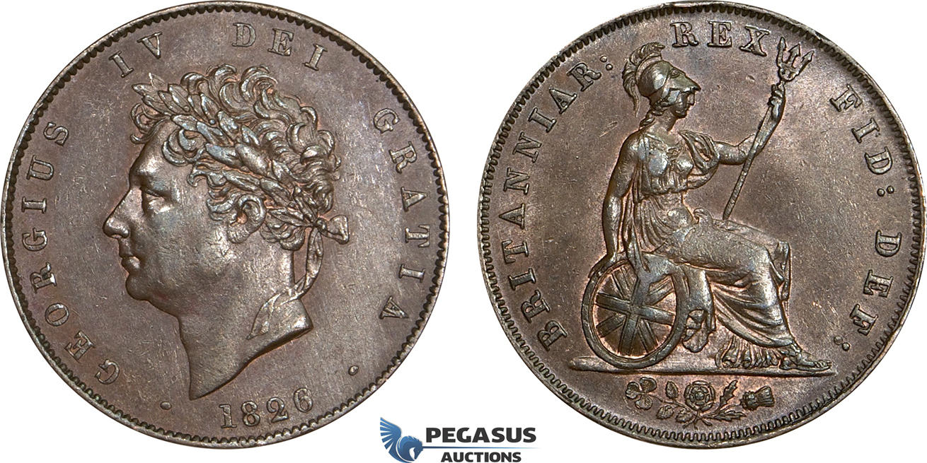 Great Britain Half Penny 1826 George IV EF MA Shops   2575 Aa030 