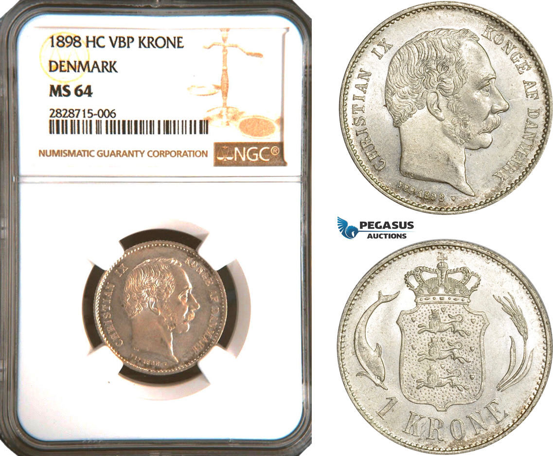 Denmark 1 Krone 1898 Christian IX NGC MS64 | MA-Shops