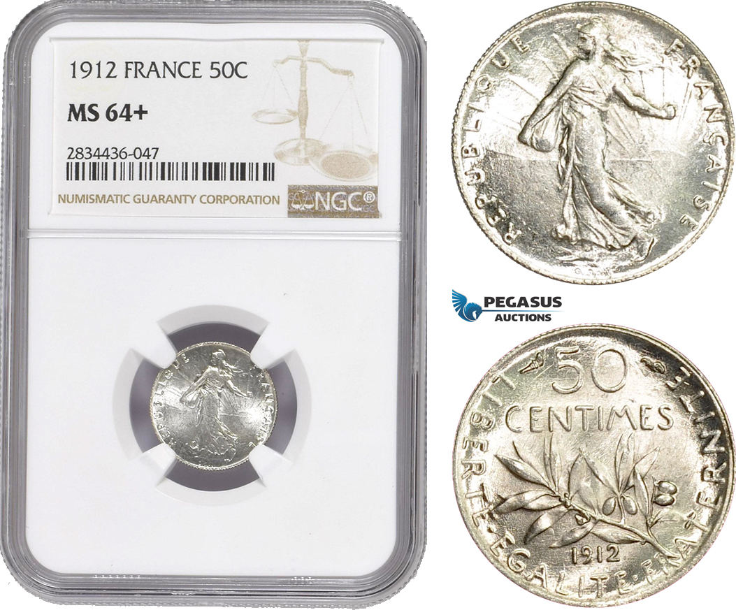 Boucles D'oreilles Anciennes Avec Pièces De 50 Centimes Argent 1912-1916 - Dormeuses, Occasion