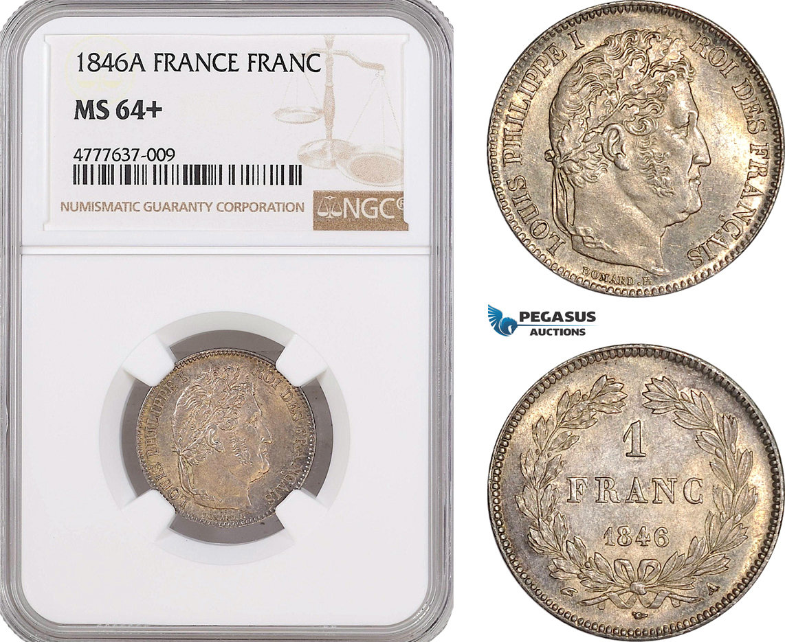 France 1 Franc 1846 Louis Philippe I NGC MS64+ Русские монеты из