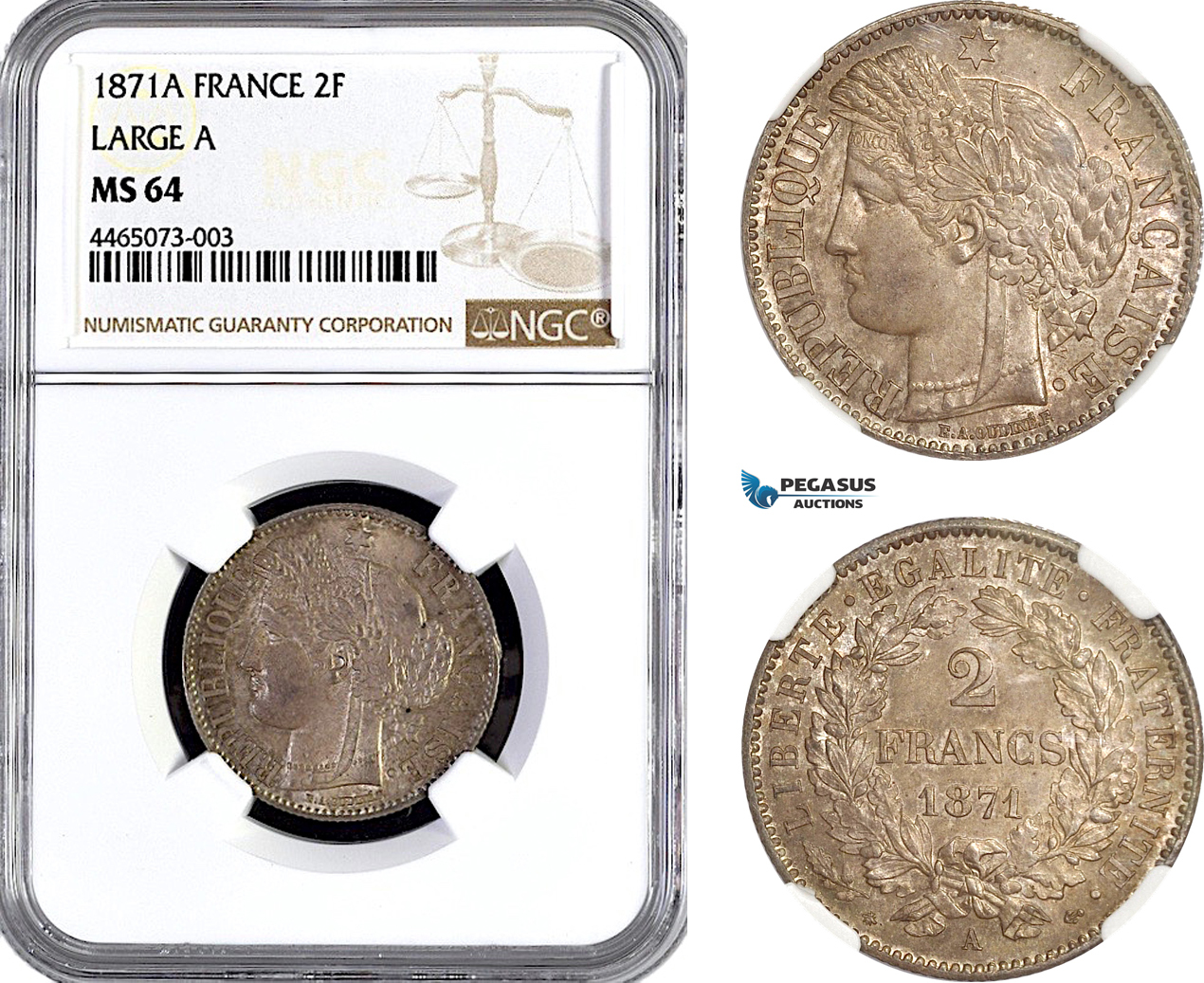 France 2 Francs 1871 NGC MS64 | MA-Shops