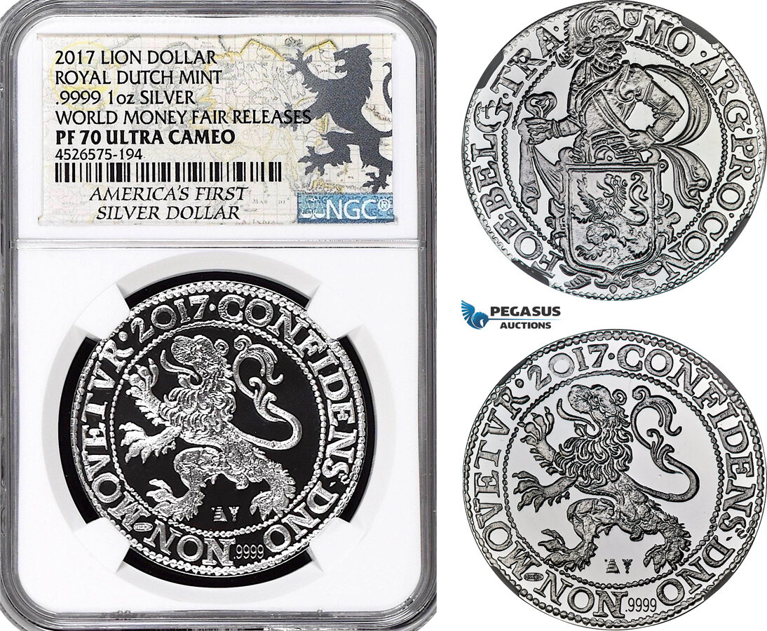 Netherlands Lion Daler (Dollar) 2017 NGC PF70 UC | MA-Shops