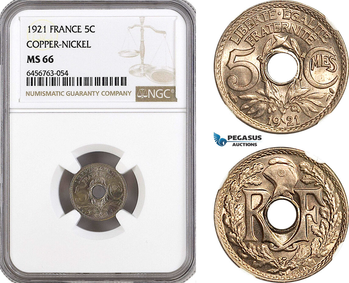 France 5 Centimes 1921 NGC MS66 | MA-Shops