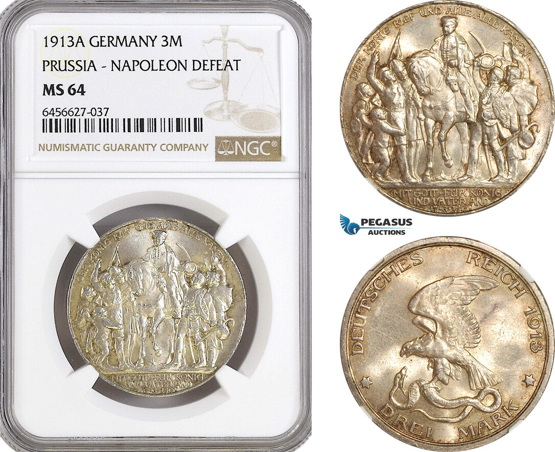 Germany, Prussia 3 Mark 1913 A NGC MS64 | MA-Shops