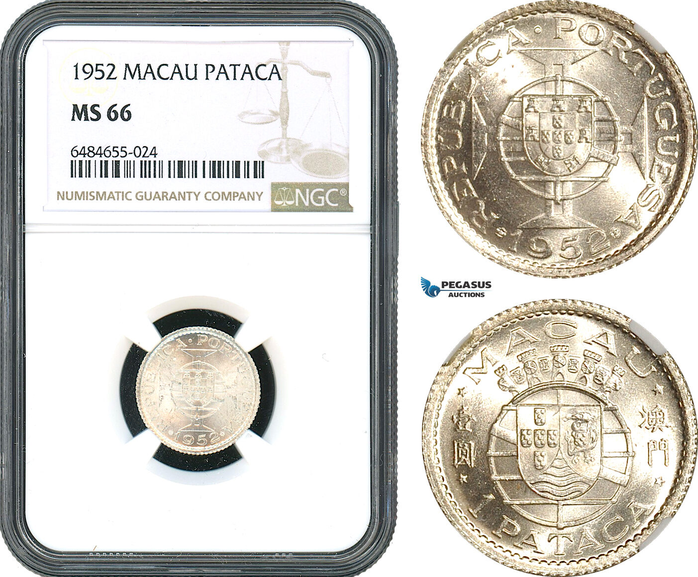 Macau 1 Pataca 1952 NGC MS66