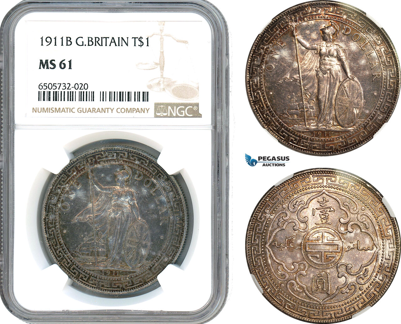 Great Britain Trade Dollar 1911 NGC MS61 | MA-Shops