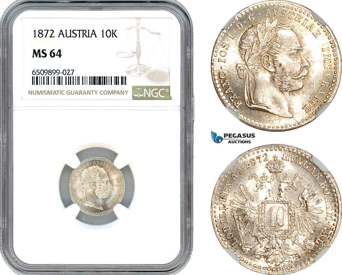 Austria 10 Kreuzer 1872 NGC MS64 | MA-Shops