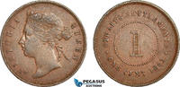 Straits Settlements 1 Cent Victoria, Rare date -