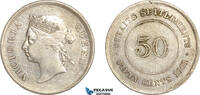 Straits Settlements 50 Cents Victoria -