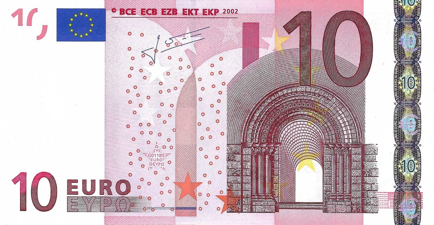 10 Euro biljet 2002 met handtekening J.-C. Trichet (N/F014) UNC | MA-Shops