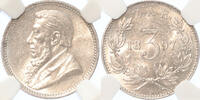 3 pence South Africa Paul kruger 3 pence 1897 silver /MS63 -