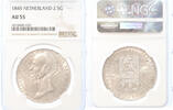 2½ gulden Netherlands 2½ gulden 1845a AU55 -