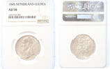 1 gulden Netherlands 1 gulden 1845a AU58 -