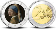 2 Euro 2 Euro munt kleur Vermeer Meisje met de Parel -