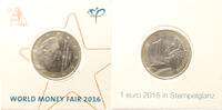1 euro 2016  Nederland    World Money Fair in munthouder KNM st