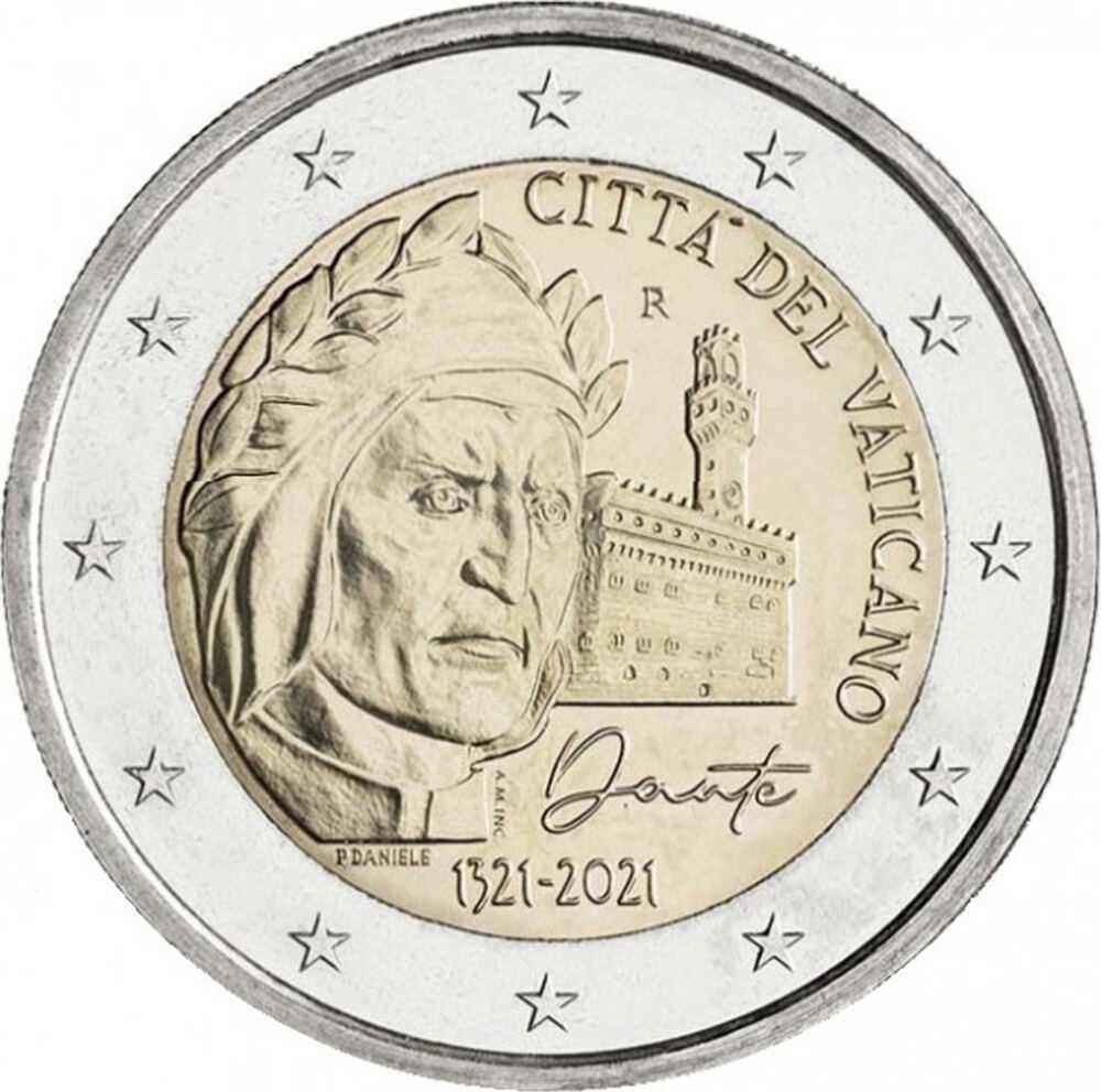 Vaticaan 2 euro 2021 Dante Alighieri in blister BU MA Shops