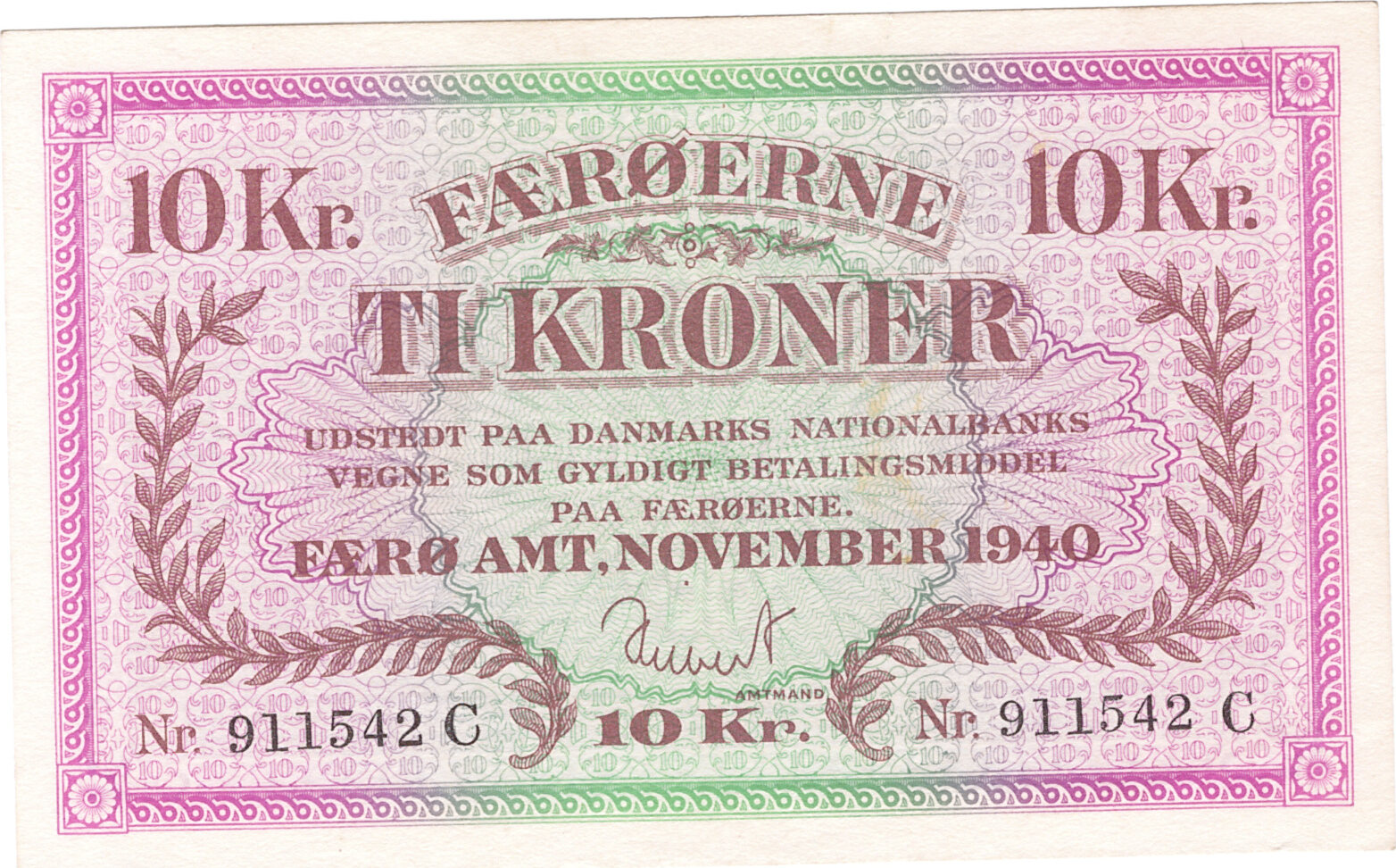 Faroe Island 10 Kroner 1940 Unc | MA-Shops