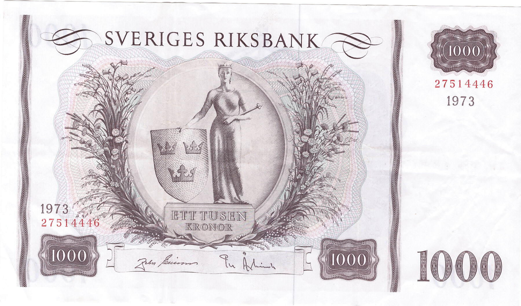 Sweden 1000 kroner 1973 vf+ | MA-Shops