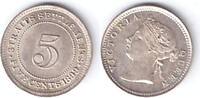 Straits Settlements 5 Cent 1899 unz 936.80 元  ＋  562.08 元 运费