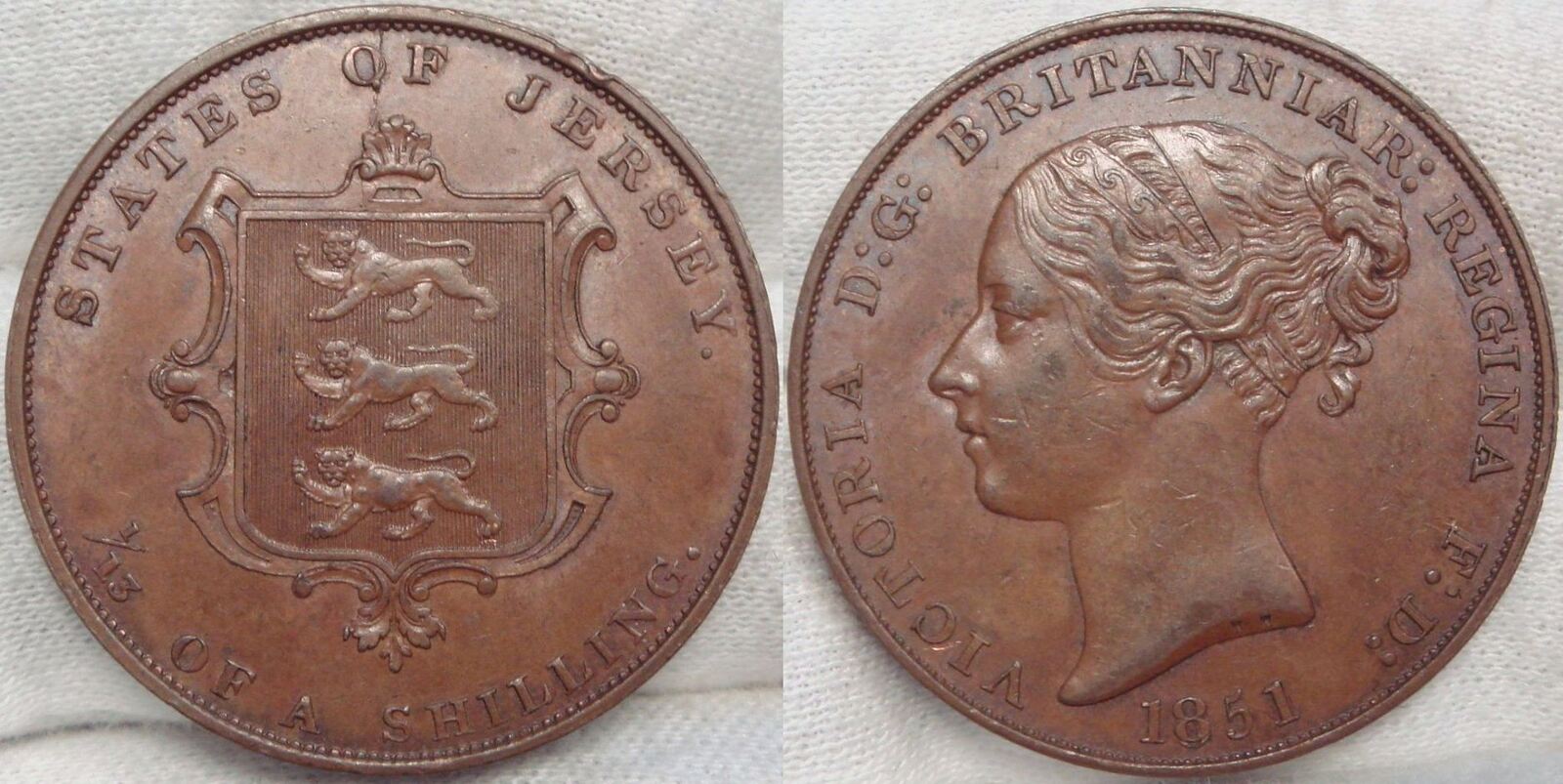 Pièce De Monnaie Jersey – 1/13 Shilling 1871 – Victoria – Bronze – KM.5