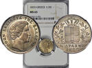 SILVER-HALF-DRACHMA 1833 Greece 30825-2 NGC-MS63
