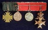 Deutsches Reich 1913/21 ca. Ordensspange mit 4 Auszeichnungen u.a. Bayern KVK mit Krone & Schwertern AU-