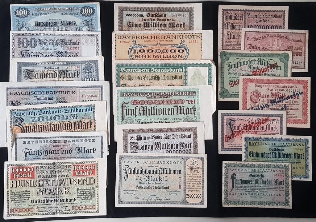 Deutsches Reich - Bayern 100 M. - 100 Mrd. 1900-23 100 Jahre Inflation ...