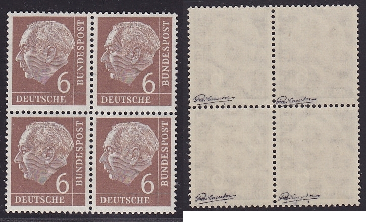 Bundesrepublik 4x 6 Pf. 1954 Heuss I mit spiegelverkehrtem ...